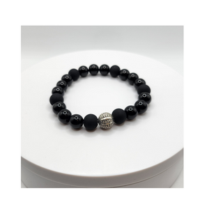Black Shiny & Matte Glass Beaded Bracelets