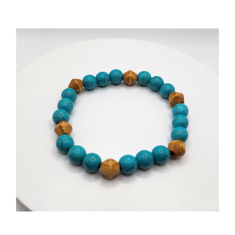 Turquoise + Natural Wood Bracelets